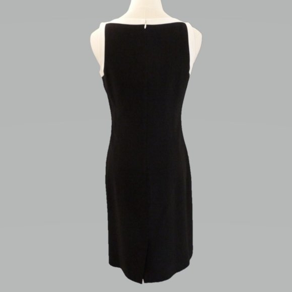 Ann Taylor 6P Black Sheath Dress with Ivory Trim - Picture 3 of 4